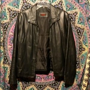 EMC-Black Genuine Leather Jacket-Size Medium